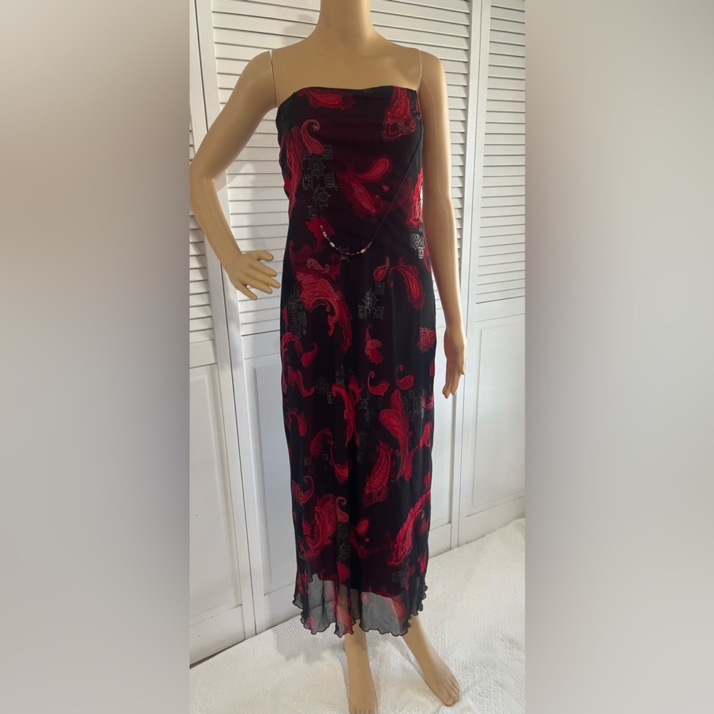 Wild Black Maxi Dress with Red Paisley Print
